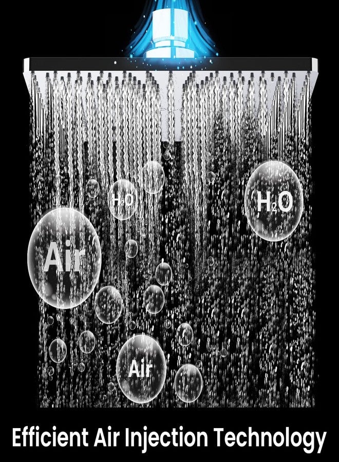 BIUT 8x8” Breeza Square Overhead Shower SS-304 Grade Soft Flow Stainless Steel Polished Chrome Finish High Pressure Showerhead with Silicone Nozzle Without Arm Rain Showers for Bathroom (1Pc) - Image 5